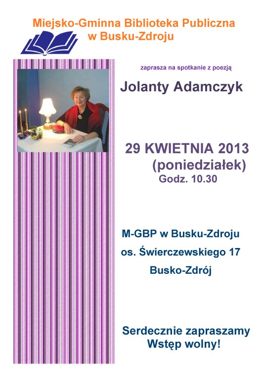 Spotkanie z poezją Jolanty Adamczyk