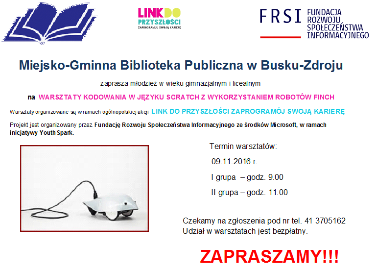 Zapisy na warsztaty z kodowania z użyciem robotów finch