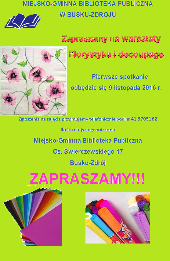 Zapisy na warsztaty florystyczne i decoupage