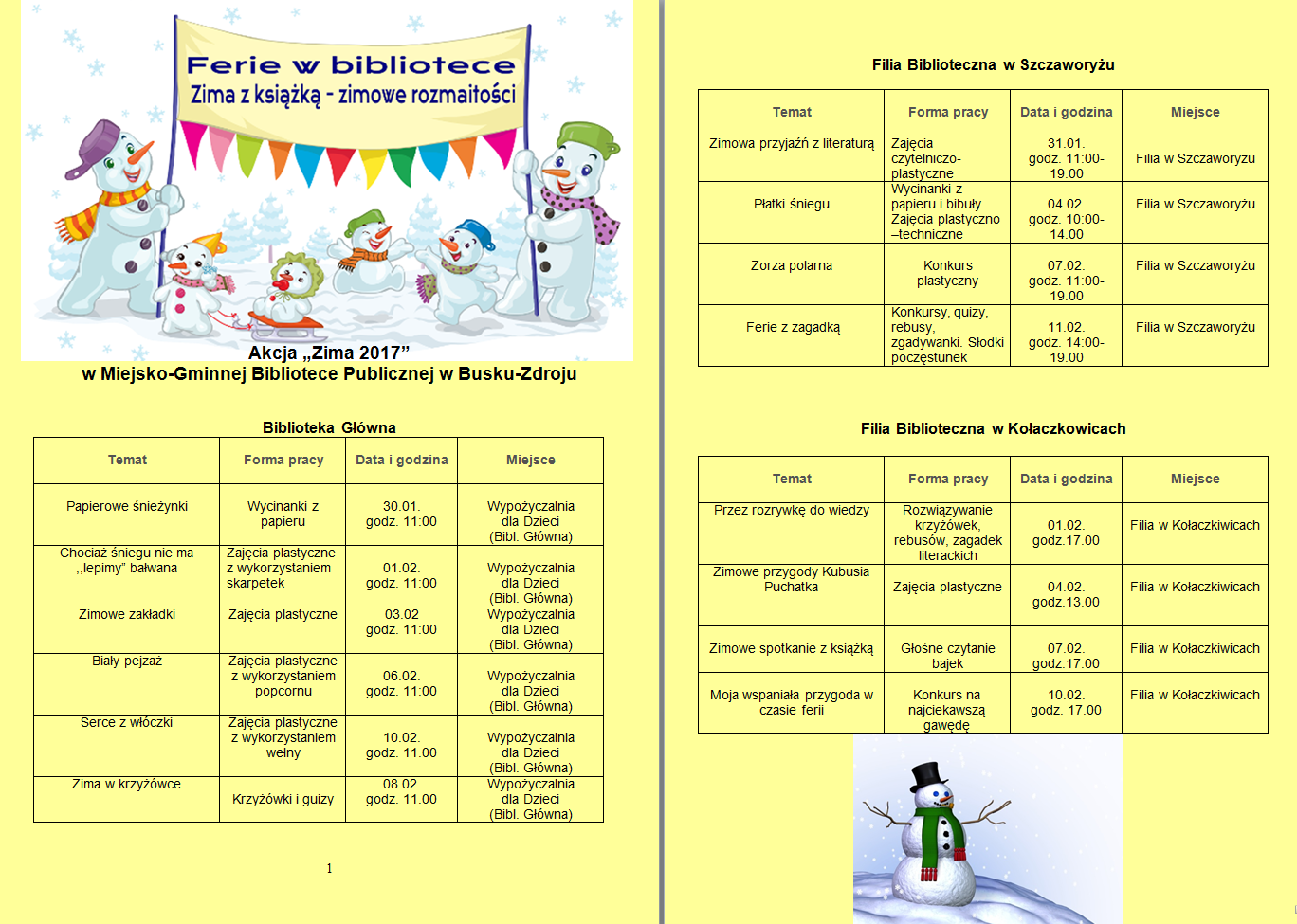 FERIE ZIMOWE 2017