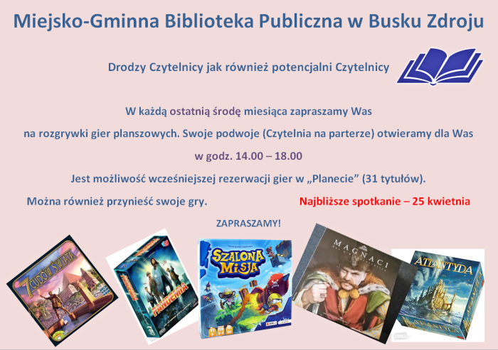 Zagraj w „planszówki” w bibliotece