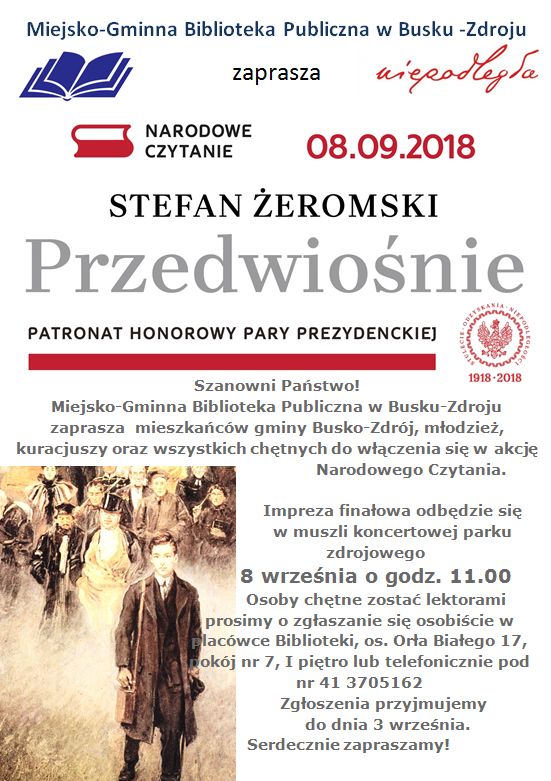 Narodowe Czytanie 2018 w 100-lecie odzyskania niepodległości "Przedwiośnie"