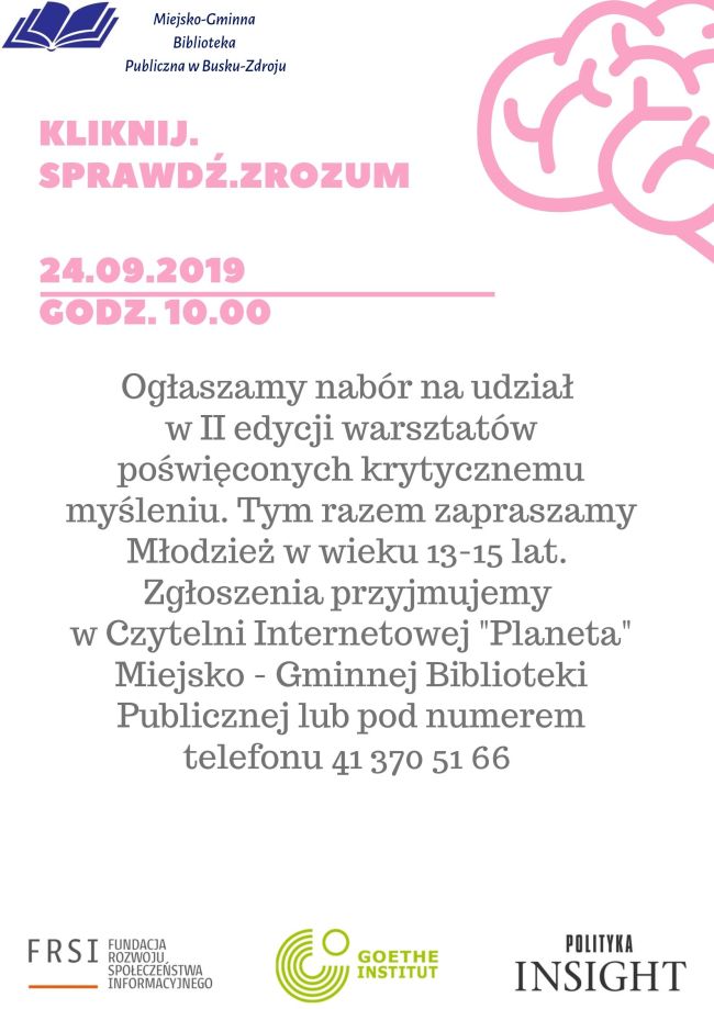 Warsztaty dla młodzieży "Kliknij.Sprawdź.Zrozum"