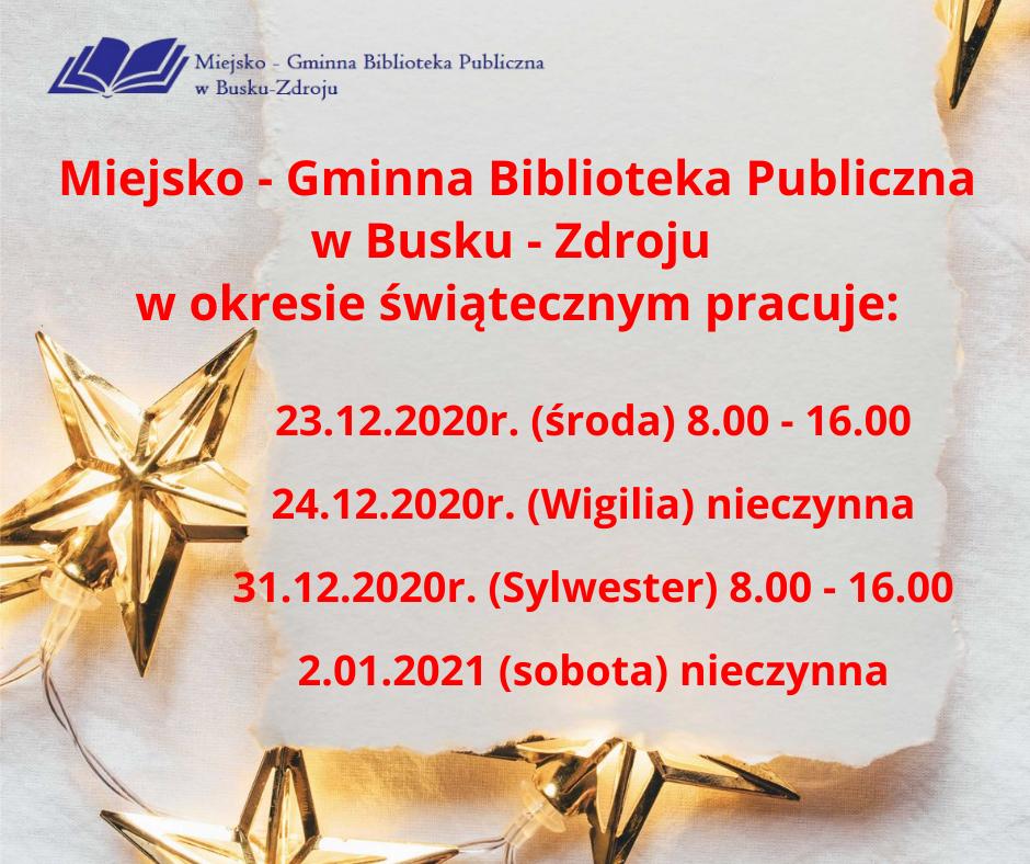 Praca Biblioteki w okresie świątecznym