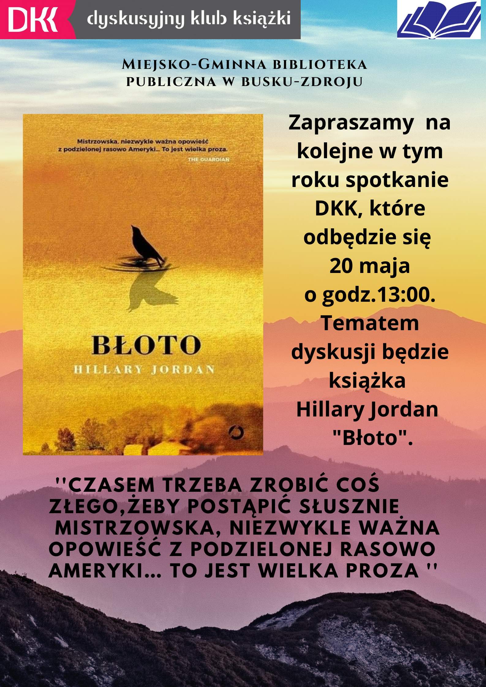 Serdecznie zapraszamy na kolejne spotkanie Dyskusyjnego Klubu Książki
