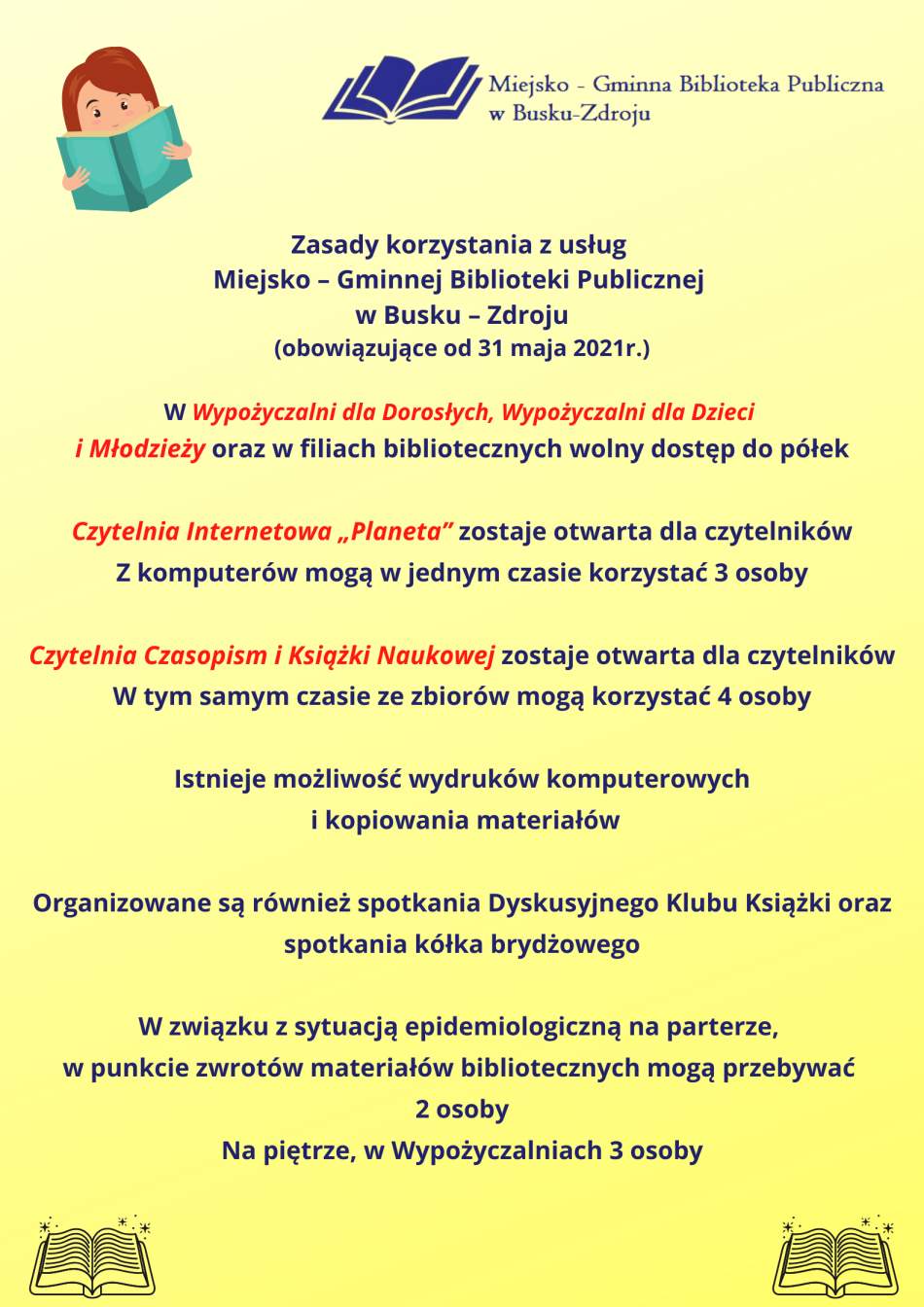 Zapraszamy do zapoznania się z nowymi zasadami korzystania z zbiorów biblioteki