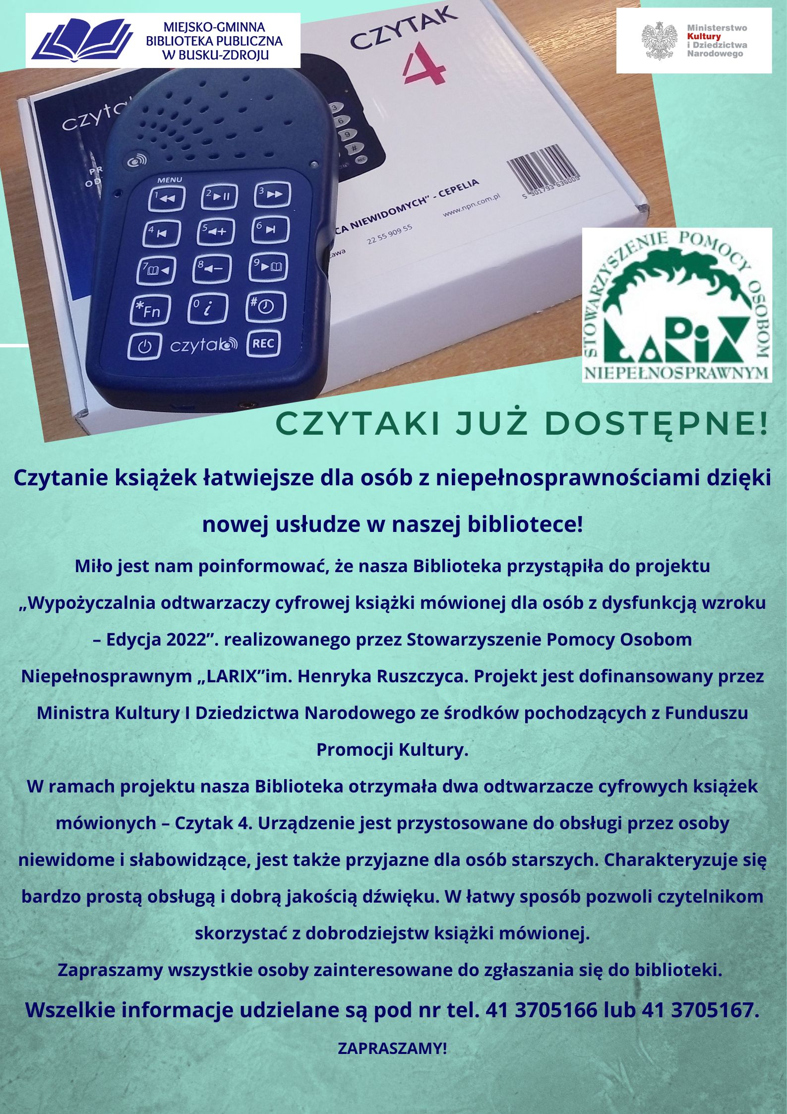 Czytanie książek łatwiejsze dla osób z niepełnosprawnościami dzięki nowej usłudze w naszej bibliotece!