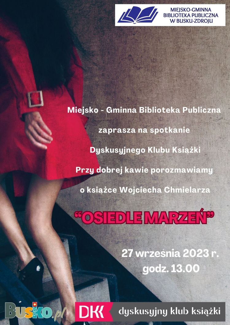 Miejsko - Gminna Biblioteka Publiczna zaprasza na spotkanie Dyskusyjnego Klubu Książki