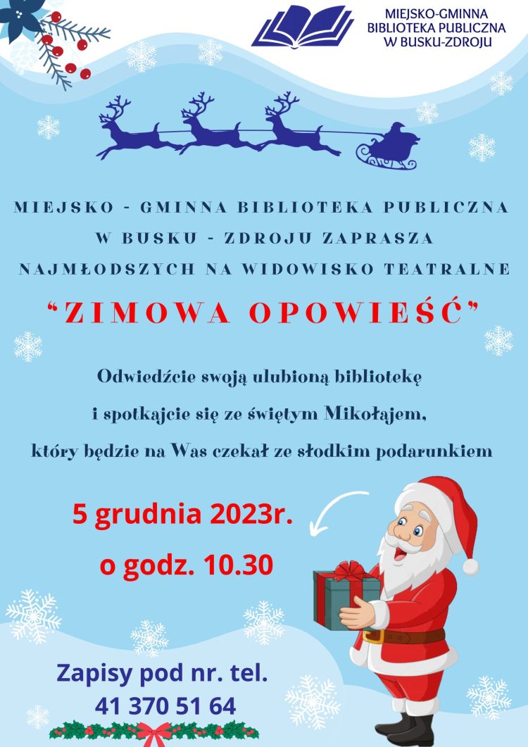 Zapraszamy najmłodszych na widowisko teatralne “Zimowa opowieść”