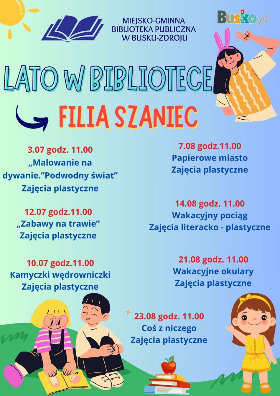 Zaproszenie do skorzystania z oferty wakacyjnej w naszych filiach bibliotecznych