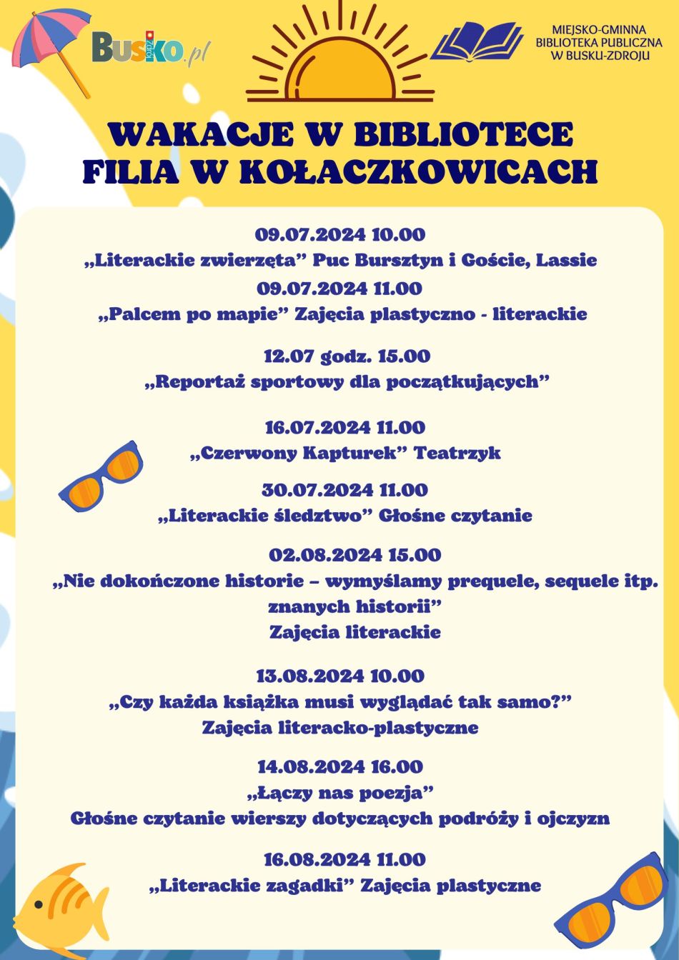Zaproszenie do skorzystania z oferty wakacyjnej w naszych filiach bibliotecznych