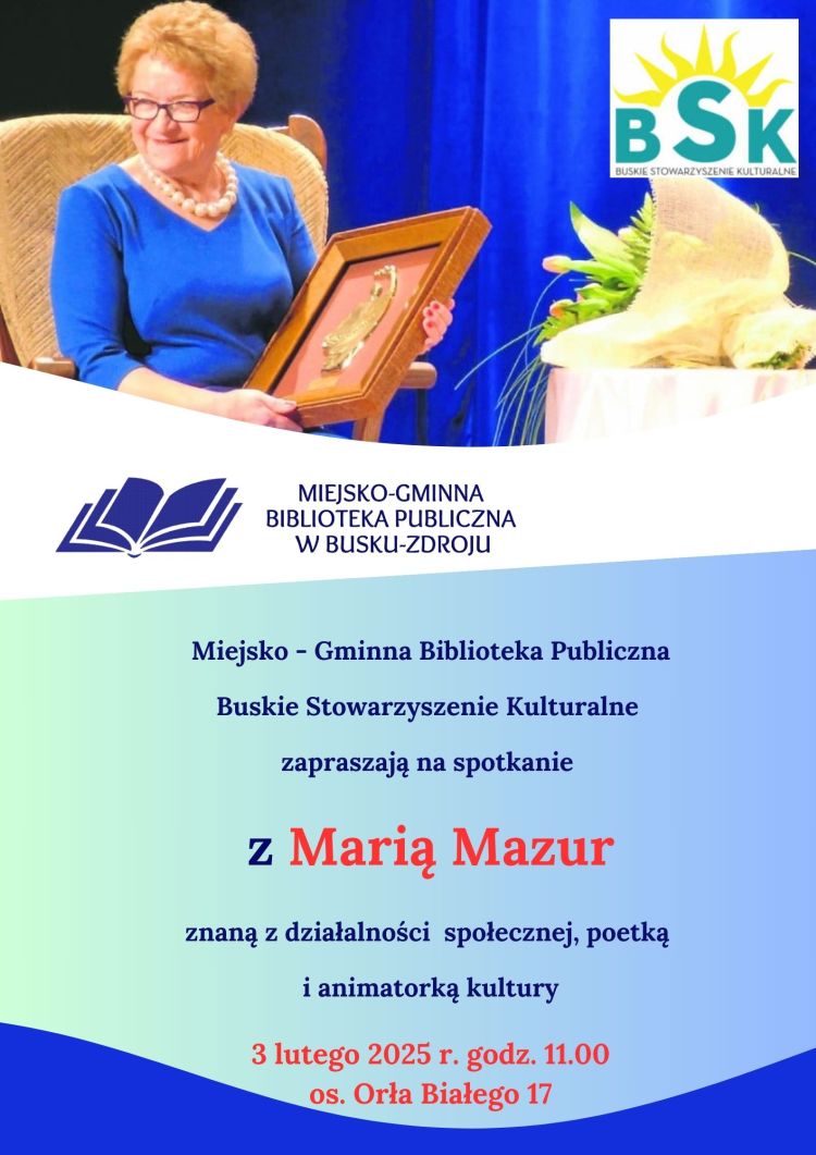 Spotkanie z Marią Mazur – zapraszamy!