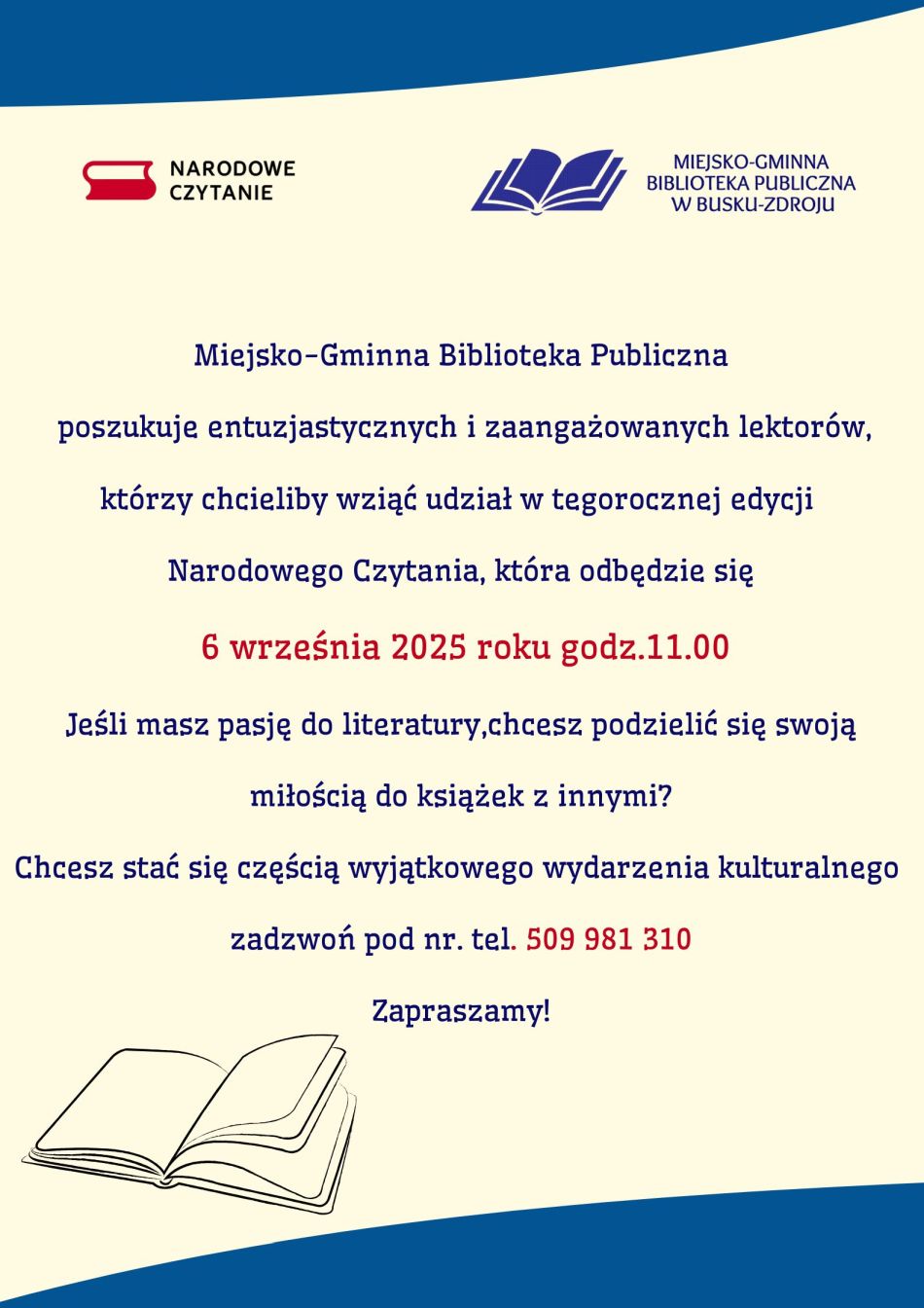 ZOSTAŃ LEKTOREM PODCZAS NARODOWEGO CZYTANIA! 