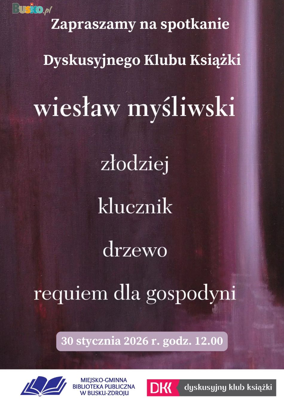 Dyskusyjny Klub Książki zaprasza!