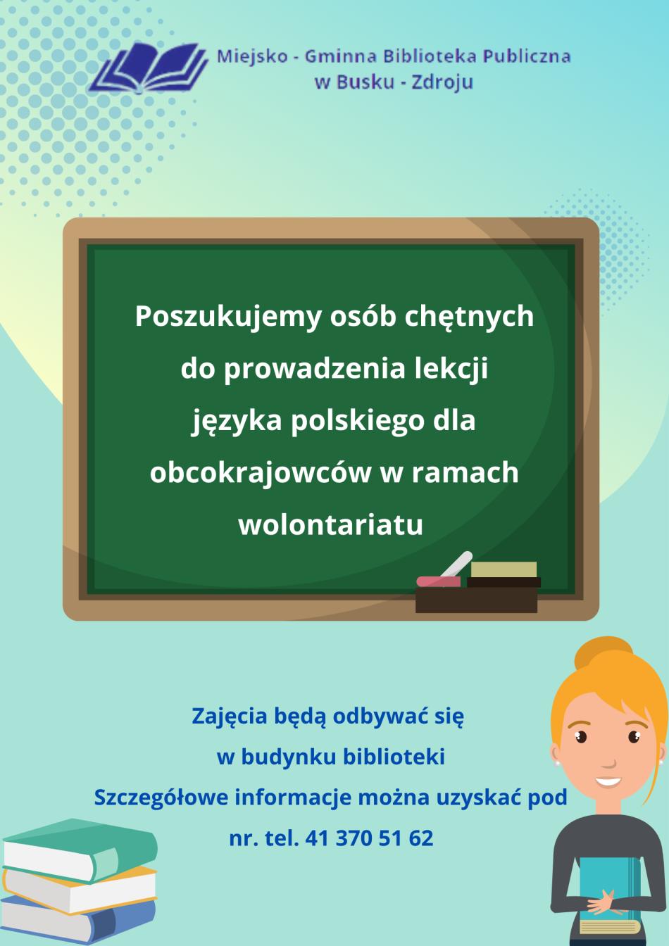 Poszukujemy osób chętnych do prowadzenia lekcji języka polskiego dla obcokrajowców w ramach wolontariatu.